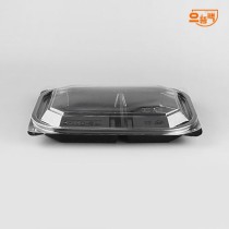 JS-211-2 반찬 샐러드용기 2칸 480개 세트 (검정/PET)