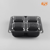 1818 정사각용기 4칸 300개 세트 (검정/PET/AJ)