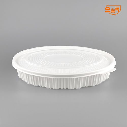 타원찜용기 중 100개 세트 (백색/PP/AJ)