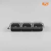 직사각용기 3칸 500개 세트 (검정/PET/AJ)