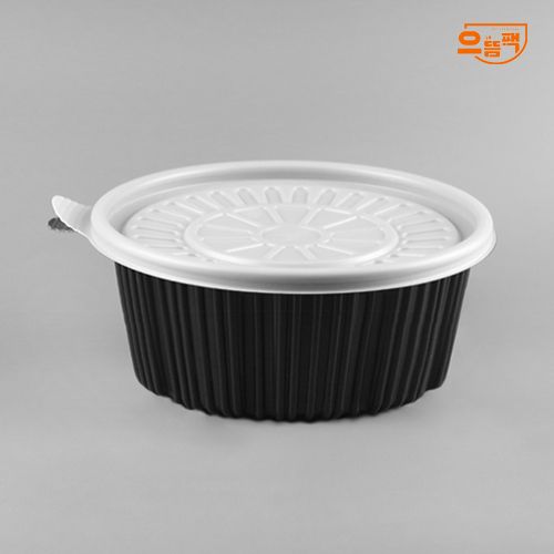 225Ø 탕용기 소 200개 세트 (검정/PP/AJ)-백색뚜껑