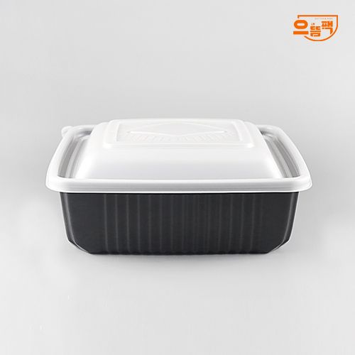 사각찜용기 대 100개 세트 (검정/PP/SDP)-백색뚜껑