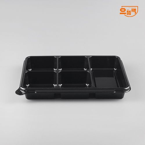 직사각용기 5칸 300개 세트 (검정/PET/AJ)