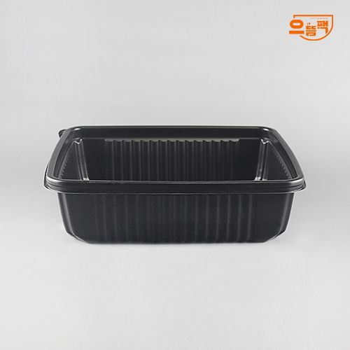 사각찜용기 중 100개 세트 (검정/PP/SDP)-백색뚜껑