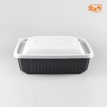 사각찜용기 중 100개 세트 (검정/PP/SDP)-백색뚜껑