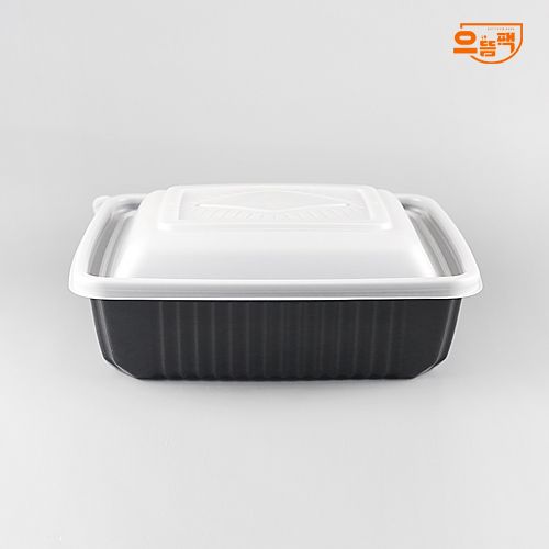 사각찜용기 중 50개 세트 (검정/PP/SDP)-백색뚜껑