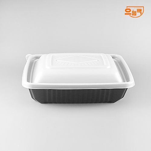 사각찜용기 소 50개 세트 (검정/PP/SDP)-백색뚜껑