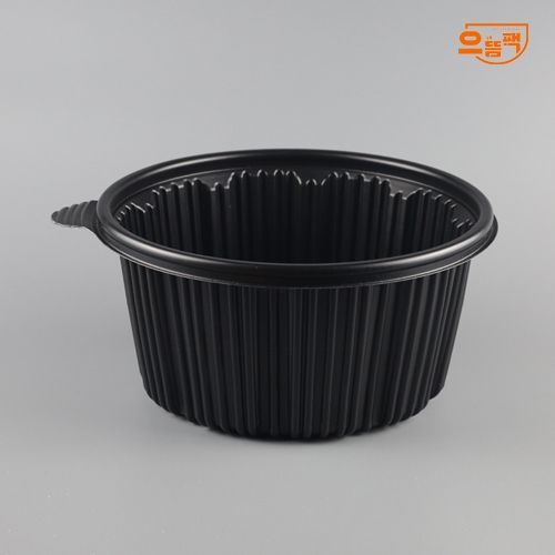 225Ø 탕용기 중 50개 세트 (검정/PP/AJ)-백색뚜껑