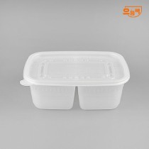 사각죽용기 2칸 100개 세트 (백색/PP/AJ)