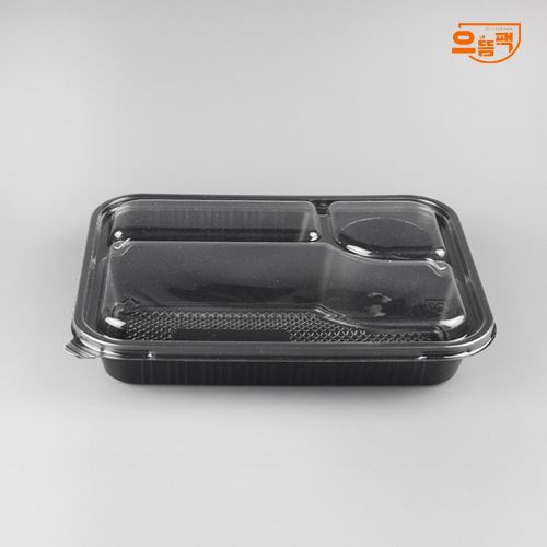 3칸 도시락 50개 세트 (검정/PP/AJ)