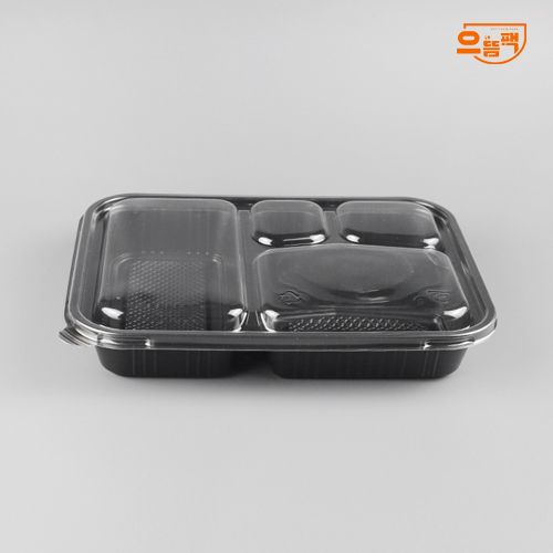 4칸 도시락 V형 50개 세트 (검정/PP/AJ)