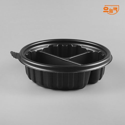 158Ø 탕용기 3칸 50개 세트 (검정/PP/AJ)