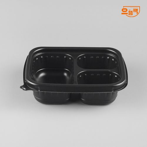 사각반죽용기 3칸 50개 세트 (검정/PP/AJ)