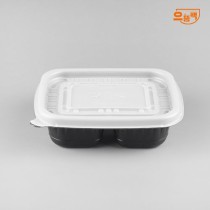 사각반죽용기 3칸 50개 세트 (검정/PP/AJ)