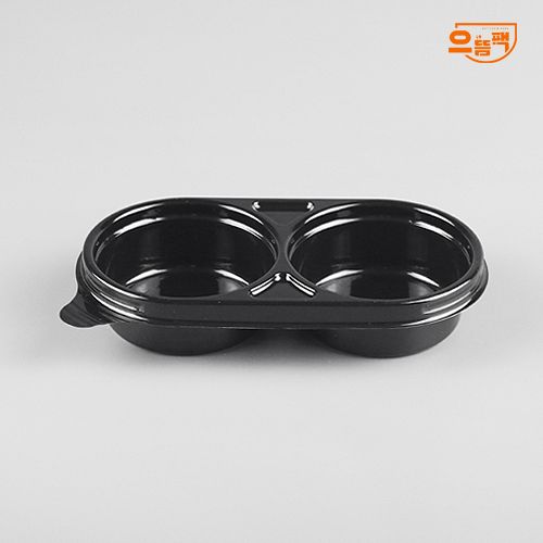 다용도용기 2칸 100개 세트 (검정/PET/AJ)