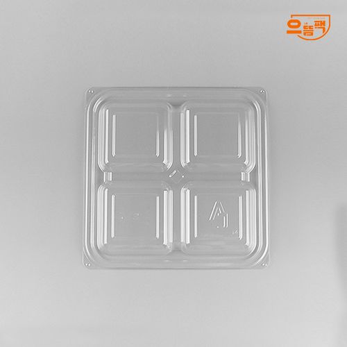 1818 정사각용기 4칸 50개 세트 (검정/PET/AJ)