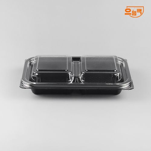 1710 반찬용기 2칸 600개 세트 (검정/PET/AJ)