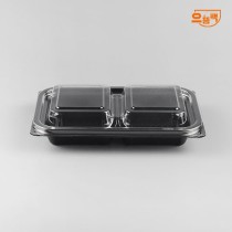 1710 반찬용기 2칸 600개 세트 (검정/PET/AJ)