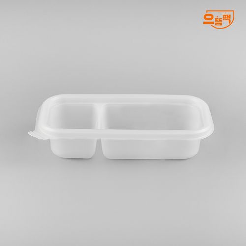 반찬용기 2칸 100개 세트 (반투명/PP/AJ)