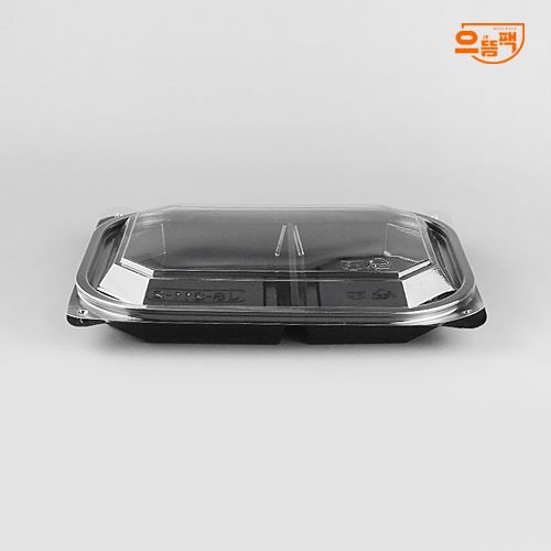 JS-211-2 반찬 샐러드 용기 2칸 240개 세트 (검정/PET)