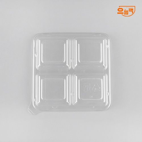 정사각용기 4칸 100개 세트 (검정/PET/AJ)