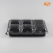 직사각용기 5칸 100개 세트 (검정/PET/AJ)