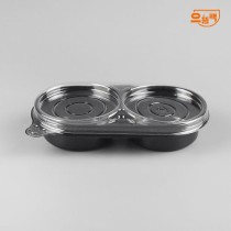 다용도용기 2칸 500개 세트 (검정/PET/AJ)