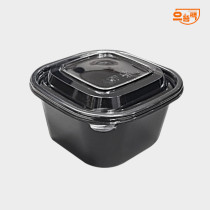 사각용기 140 검정 (특대) 50개 세트 - PET뚜껑