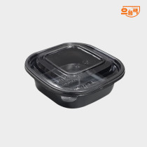사각용기 140 검정 (소) 50개 세트 - PET뚜껑