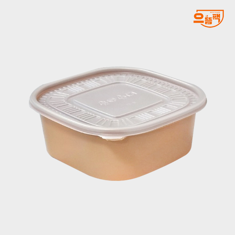 사각용기 180 베이지 (대) 50개 세트 - PP뚜껑