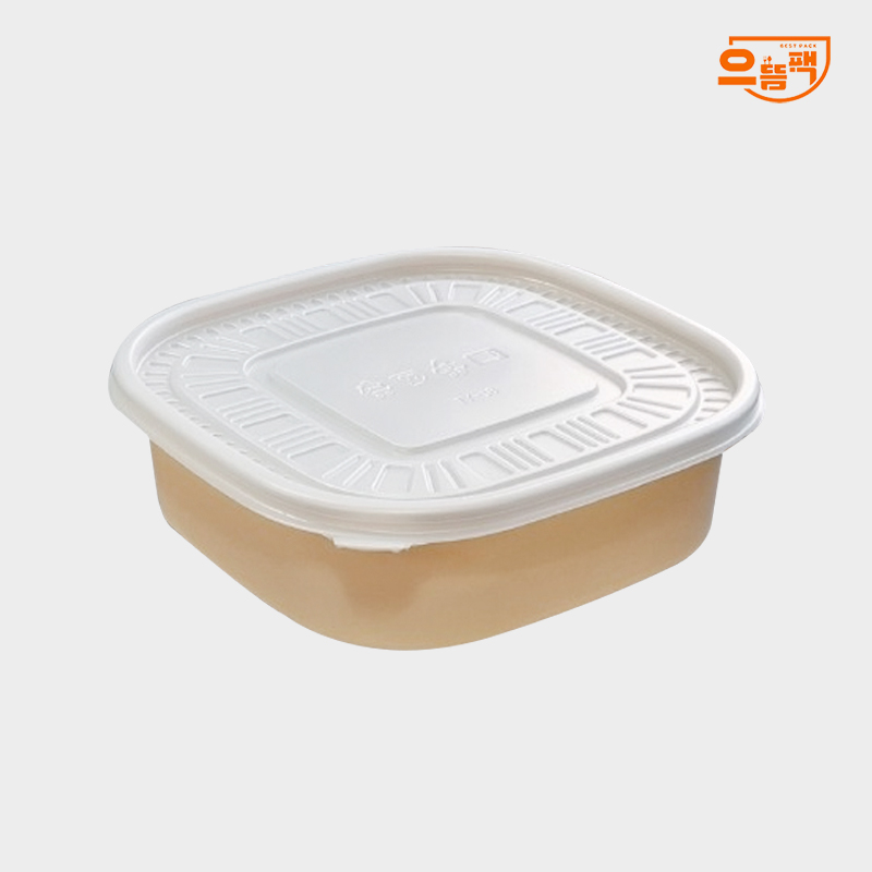 사각용기 180 베이지 (소) 50개 세트 - PP뚜껑