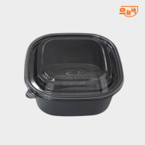 사각용기 180 검정 (특대) 50개 세트 - PET뚜껑