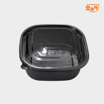 사각용기 180 검정 (대) 50개 세트 - PET뚜껑