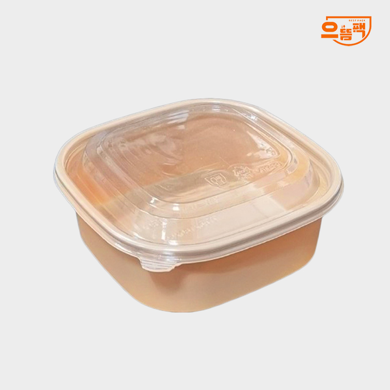 사각용기 180 베이지 (대) 50개 세트 - PET뚜껑