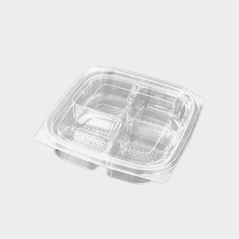 150 사각 찬용기 4칸 50개 세트 (투명/PET/TY)