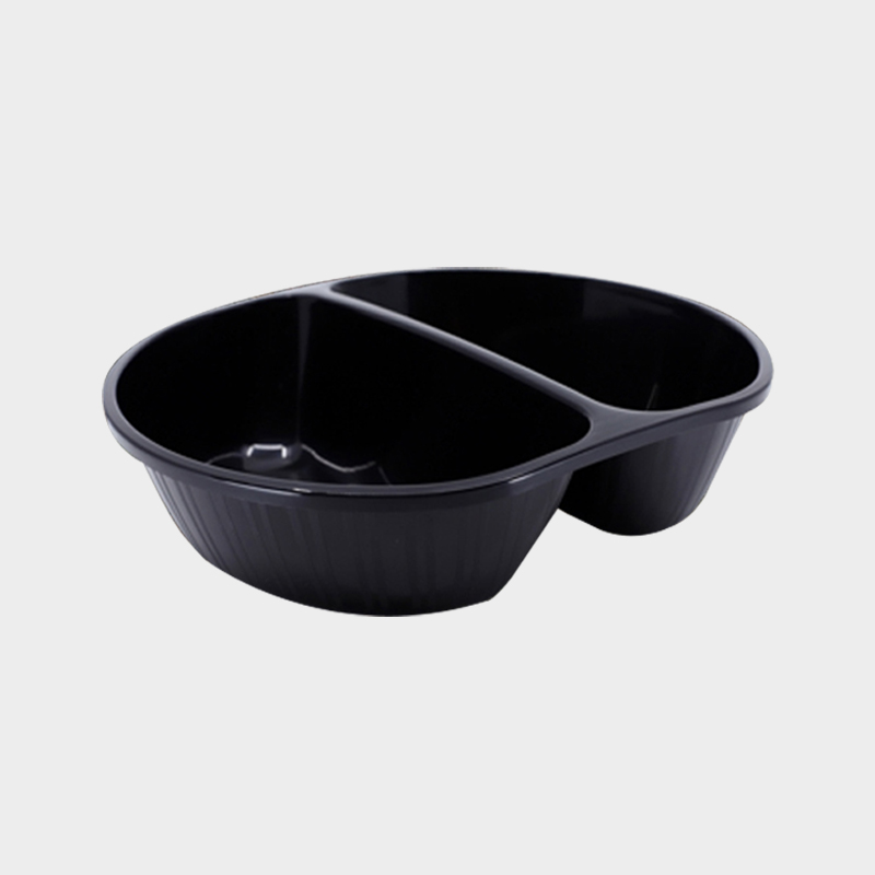 사출 짬짜면용기 2460-2A 2칸 50개 (검정/PP)